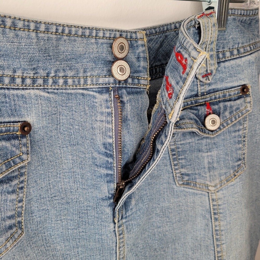 Style&Co Y2K A-Line Denim Skirt Women's Sz 14 Stretch Pockets‎ Grunge - Picture 4 of 8